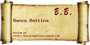 Bencs Bettina névjegykártya